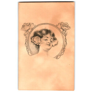 Glamour Beautiful Women In With Flowers In Her Hair Vintage Postcard Antique